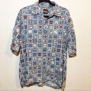 Harley Davidson button Down Hawaiian style top
